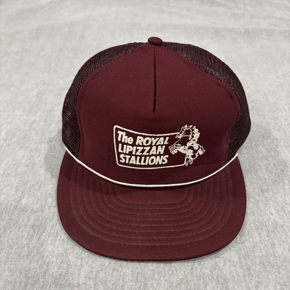 Vintage Royal Lipizzan Stallions Trucker Hat Mesh Snapback Cap Maroon AJD 1980s